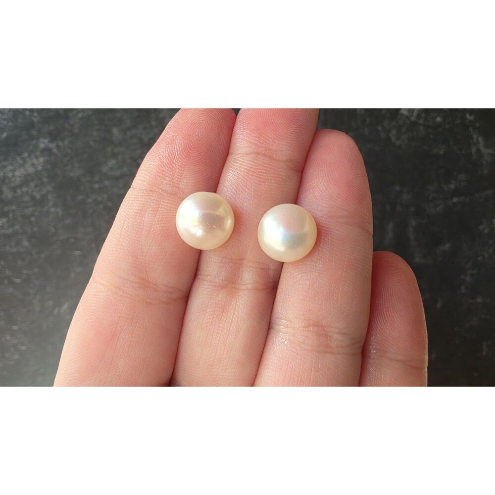 925 Sterling Silver Real Pearl Stud Earrings Vintage READ Description